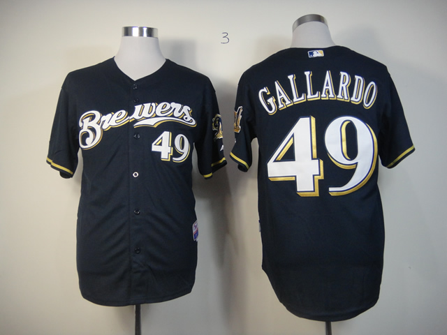Men Milwaukee Brewers #49 Gallardo Blue MLB Jerseys->milwaukee brewers->MLB Jersey